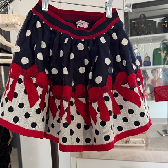 MonnaLisa Other - MonnaLisa Navy and Red Polka Dot Skirt
